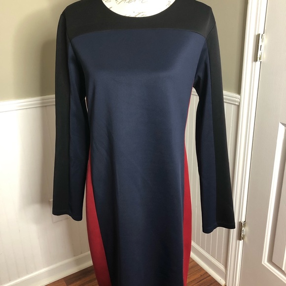 Cato Long Sleeve Blue Red Dress - Picture 4 of 9